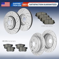 Front Rear Drilled Disc Rotors & Ceramic Brake Pads Set for 2014-2018 Acura RDX
