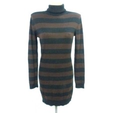 MNG SUIT MANGO Knit Dress Roll Neck Block Stripe Size L 40 (BF314)