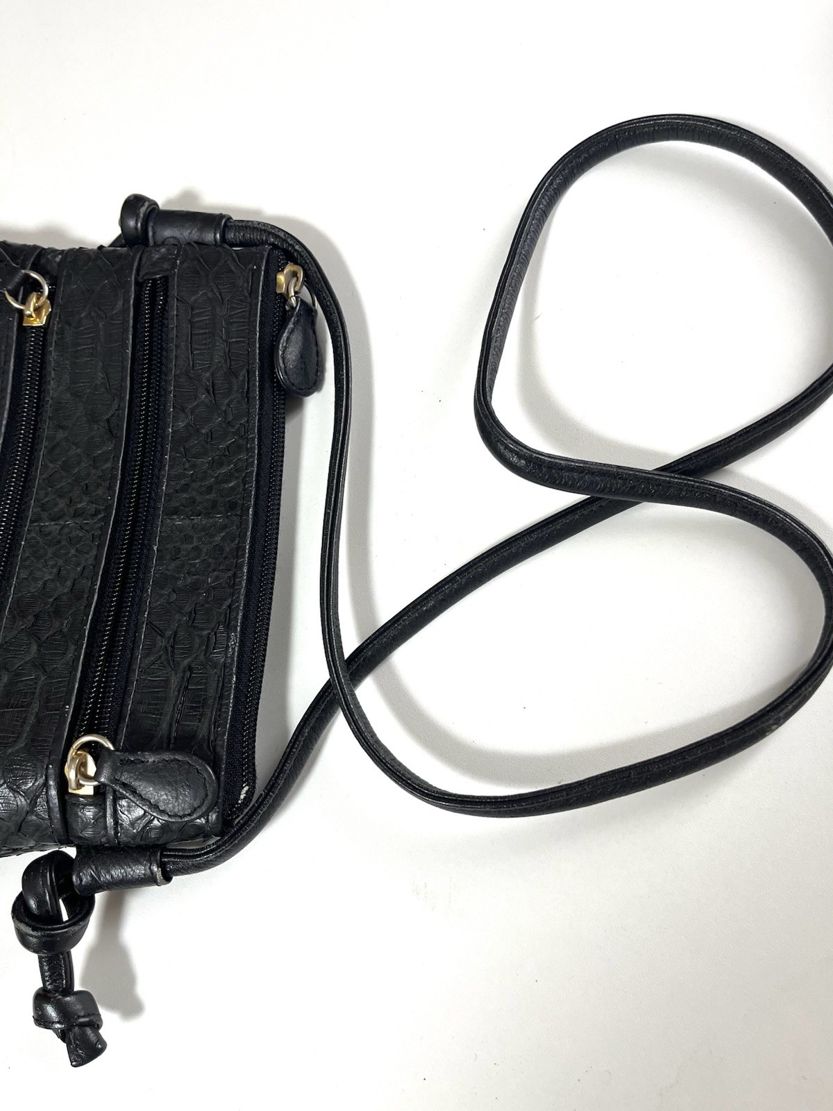 Black Python Style Leather Shoulder Bag Crossbody… - image 4