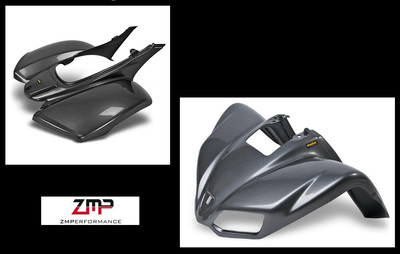 NEW KAWASAKI KFX 700 PLASTIC BLACK CARBON FIBER FRONT AND REAR