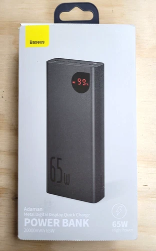 Baseus Power Bank 20000mAh PD 65W USB C 4 Port Quick Charge  With Digital - New