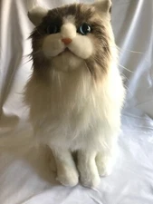 Chongker Cat Handmade Realistic Long Haired Plush Toy Companion Pet Sitting Up