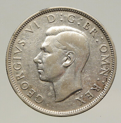 1937 Great Britain UK United Kingdom King George VI SILVER 1/2 Crown Coin i93201