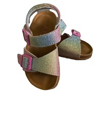 Toddler girls size 6M SUGAR sandals cute shiny glittery iridescent colors EUC