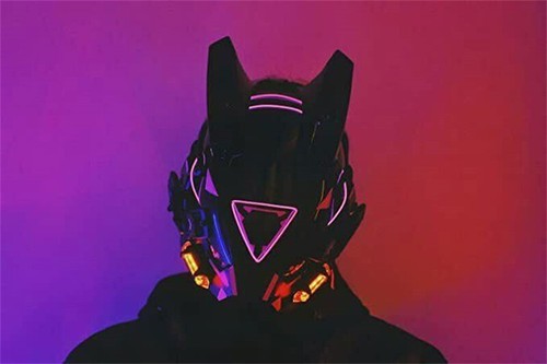 DIY Cyberpunk Helmet Mask LED Glowing Science Fiction Cosplay Cool Prop - Picture 9 of 13