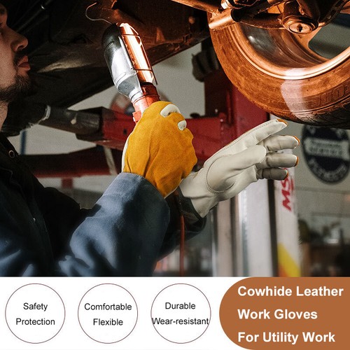 Cowhide Leather Work Gloves for Wood Cutting Construction Driving Gardening Farm - Picture 5 of 15