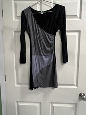 Venus Faux Wrap Gray Color Block Dress - Medium - EUC