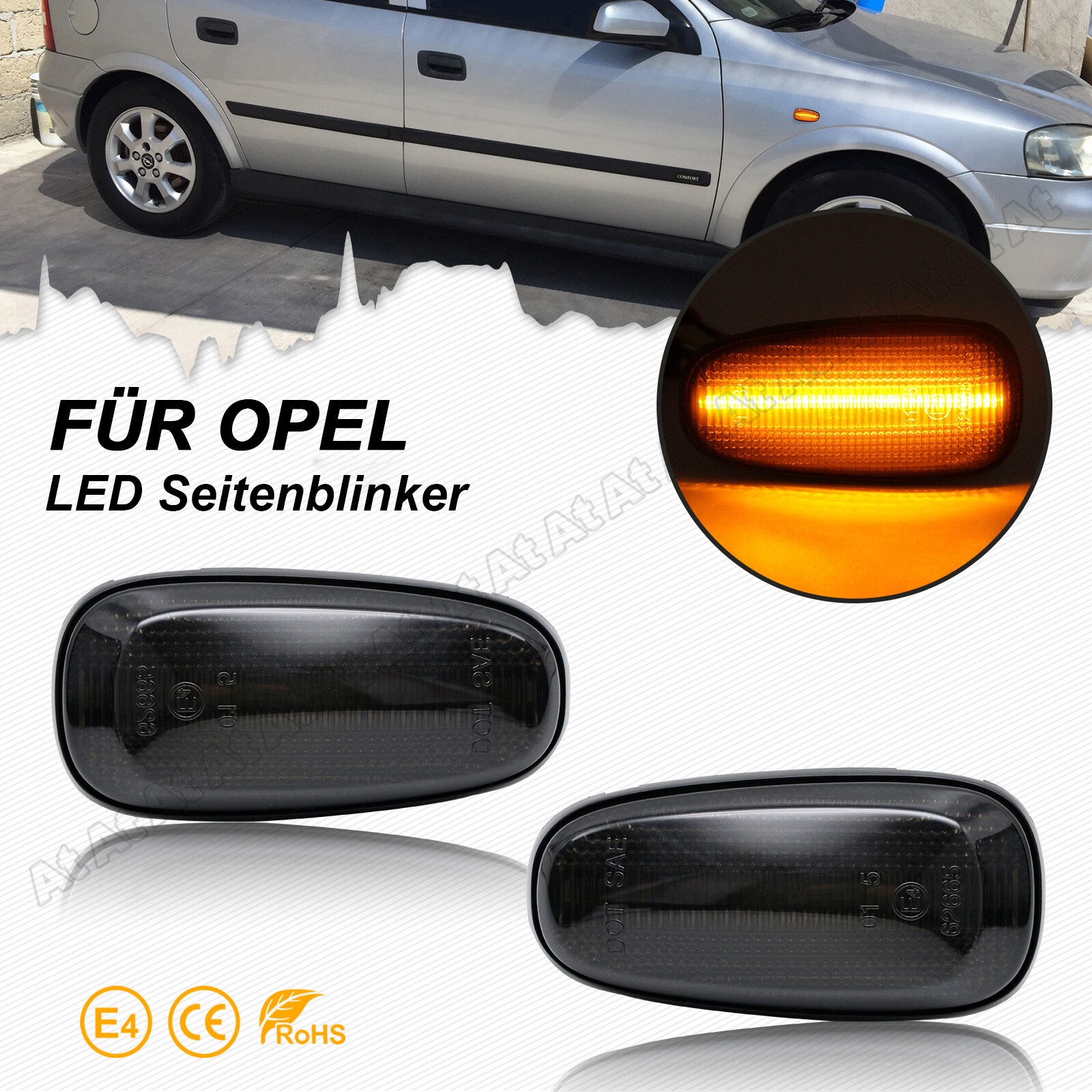 LLCTOOLS Blinker LED SEITENBLINKER schwarz kompatibel für ASTRA G, OPEL  ZAFIRA A, LED fest integriert