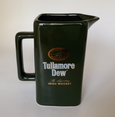 TULLAMORE DEW IRISH WHISKEY Ceramic Pitcher Dark Green Barware 4.5'' Tall