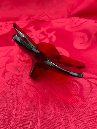 NIB NEW FLAWLESS Exquisite BACCARAT France Art Glass Crystal Red FLOWER Figurine - Picture 12 of 12