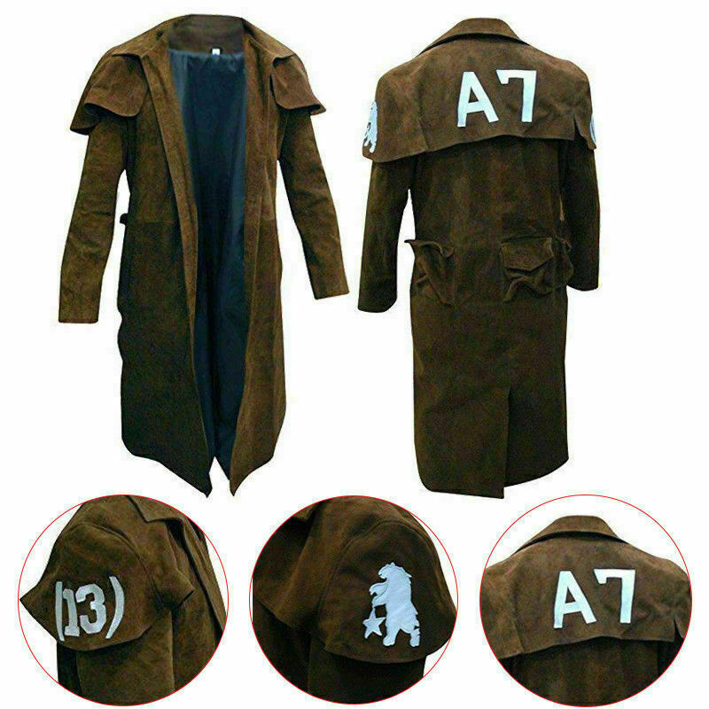 A7 Vegas Suede Leather Ten Brown Trench Coat Fallout Veteran