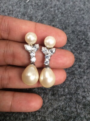 Schöne Vintage Carolee Sterling Silber 925 Perlen Pierce Ohrringe