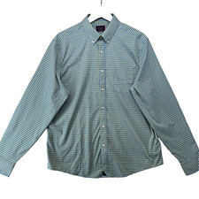 Untuckit Men's Size L Yellow & Blue Check Nylon & Elastane L/S Summer Shirt