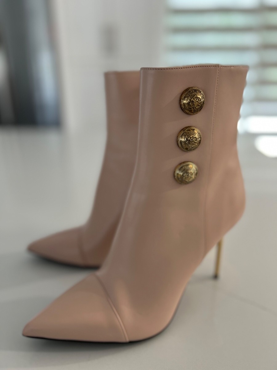 Ankle Boots Balmain Booties BALMAIN Pink Leather Ankle Boot NEW