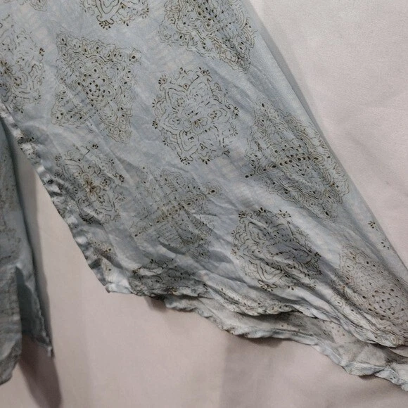 Lane Bryant 100% Silk Blouse Womens 22/24 Blue Cottagecore Peasant Retro 90s - Image 3 of 4