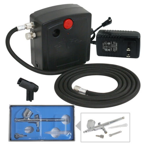 Dual-Action Airbrush Kit TC-100 Air Compressor Spray Gun Set for Tattoo Nail Art - Picture 2 of 8