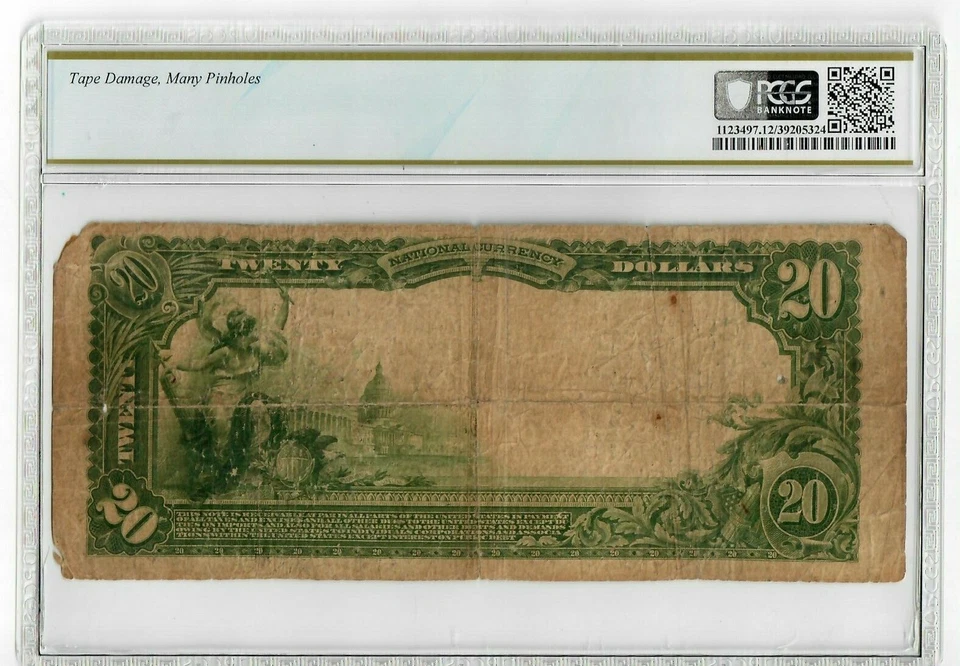 1902 $20 Fr.657 PLAIN BACK NOTE Merchants National Bank Detroit MI PCGS F12 5324 - Image 2 of 2