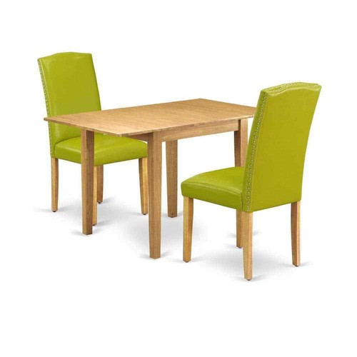 3-Piece Natural Brown Oak Finish Solid Wood Top Dining Table Set