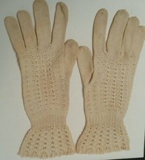 Wearable circa1910 Antique Victorian Knit Lace Driving Bridal Gloves STEAM PUNK