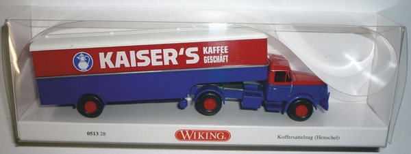 Wiking 051328 Henschel Hs 140 Koffersattelzug 1955 - 1961 Kaiser´S Kaffee 1:87-image
