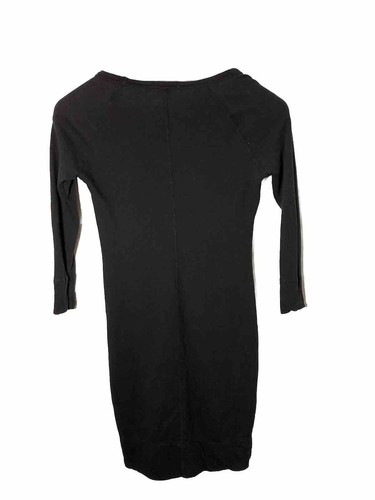 James Perse Bateau Neckline Cotton Sheath Mini Dress-Black-3/4 Sleeve-Size 0-USA - Picture 3 of 5