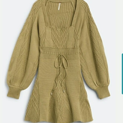 Mini Vestido Suéter Free People Emmaline Tejido Mangas Largas, Oliva Talla-S Nuevo sin Etiquetas - Imagen 3 de 10