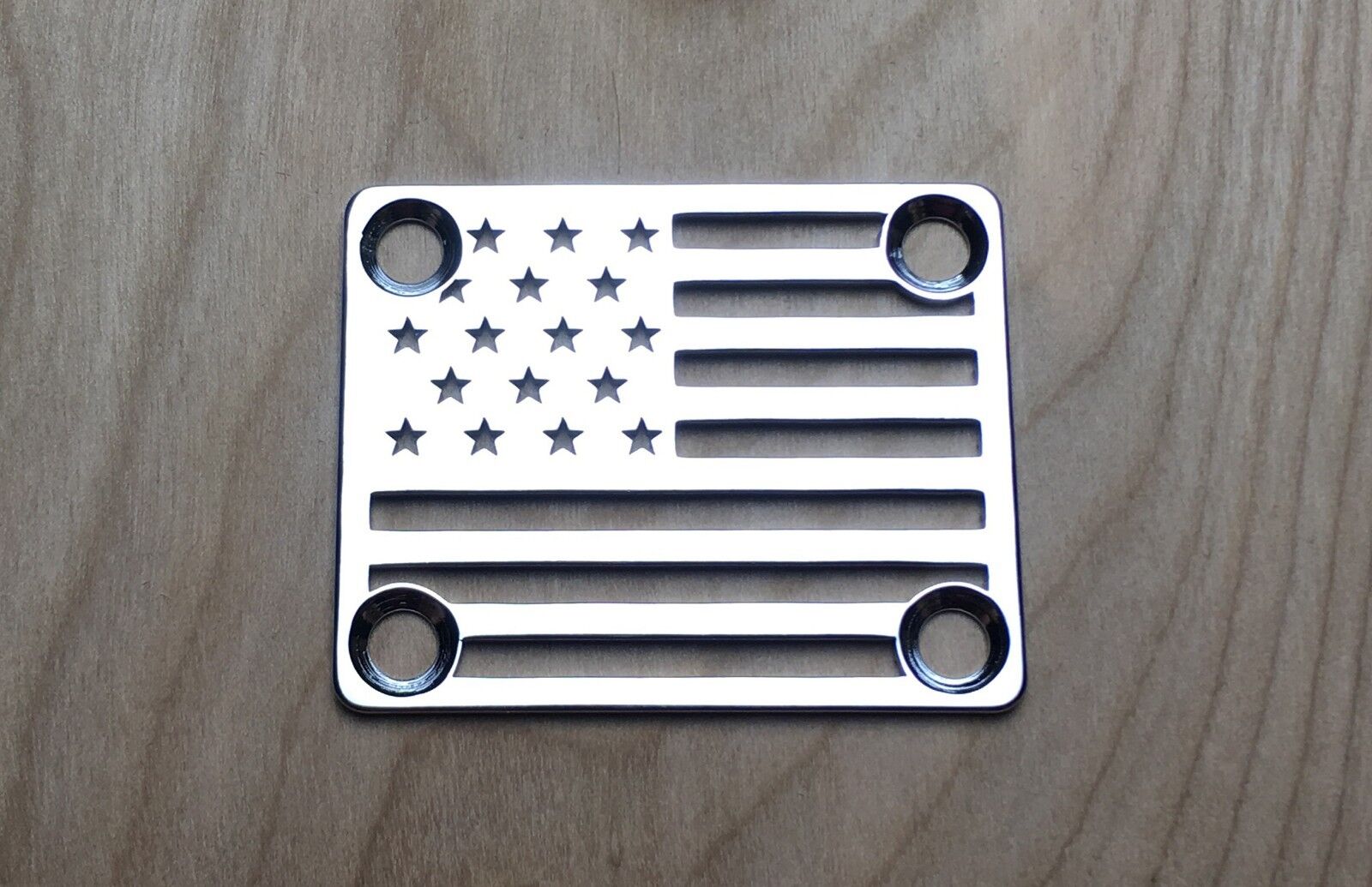 American Flag Neck Plate for your Guitar or Bass - Chrome