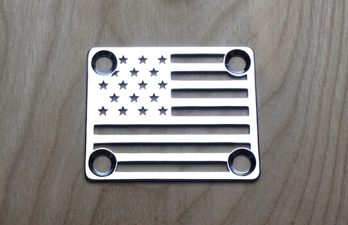 American Flag Neck Plate for your Guitar or Bass - Chrome