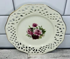 Formalities By Braum Bros. White Vintage Rose Round Plate