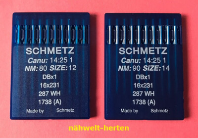 Schmetz 80+90er Rundkolbennadeln System 287 WH, 1738, DBx1, SY 2270, 16x251/-231