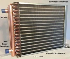 30x30 Water to Air Heat Exchanger~~w/1-1/4"Copper ports w/ EZ Install Front Flan