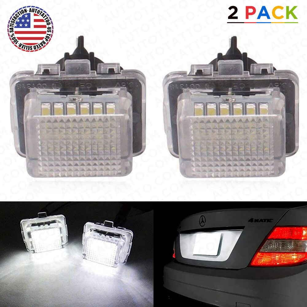 2x No Error LED License Plate Light Bulbs White For Mercedes Benz W204
