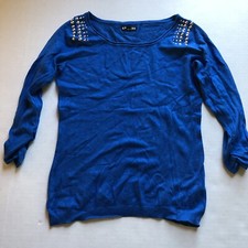 Express Blue Studded Sweater Top Women s Sz XS A1897