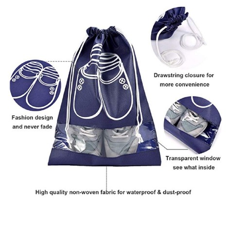 8-Piece Travel Shoe Bag Set – Dust-Proof Drawstring Pouch Organizer for Luggage - Picture 4 of 6