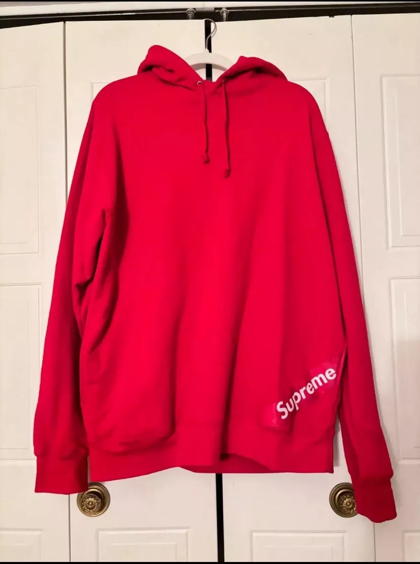 Sweat à capuche rouge Supreme Corner Label FW/18 taille L neuf avec étiquette