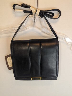 Vittoria International Italy Genuine Leather Black Crossbody With Accessories