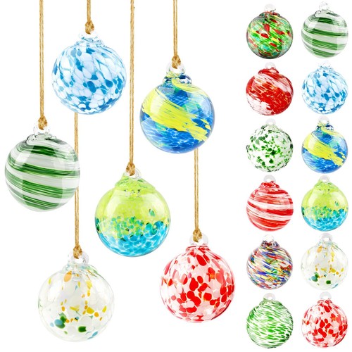 Glass Christmas Ball Ornaments, 6 PCS Hand Blown Glass Ornaments Balls Hangin... - 第 1/6 張圖片