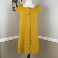 Madewell Texture & Thread Cap Sleeve Dress Button Front Tungsten Glow Yellow XS