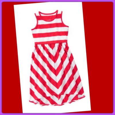 girls red and white striped dress