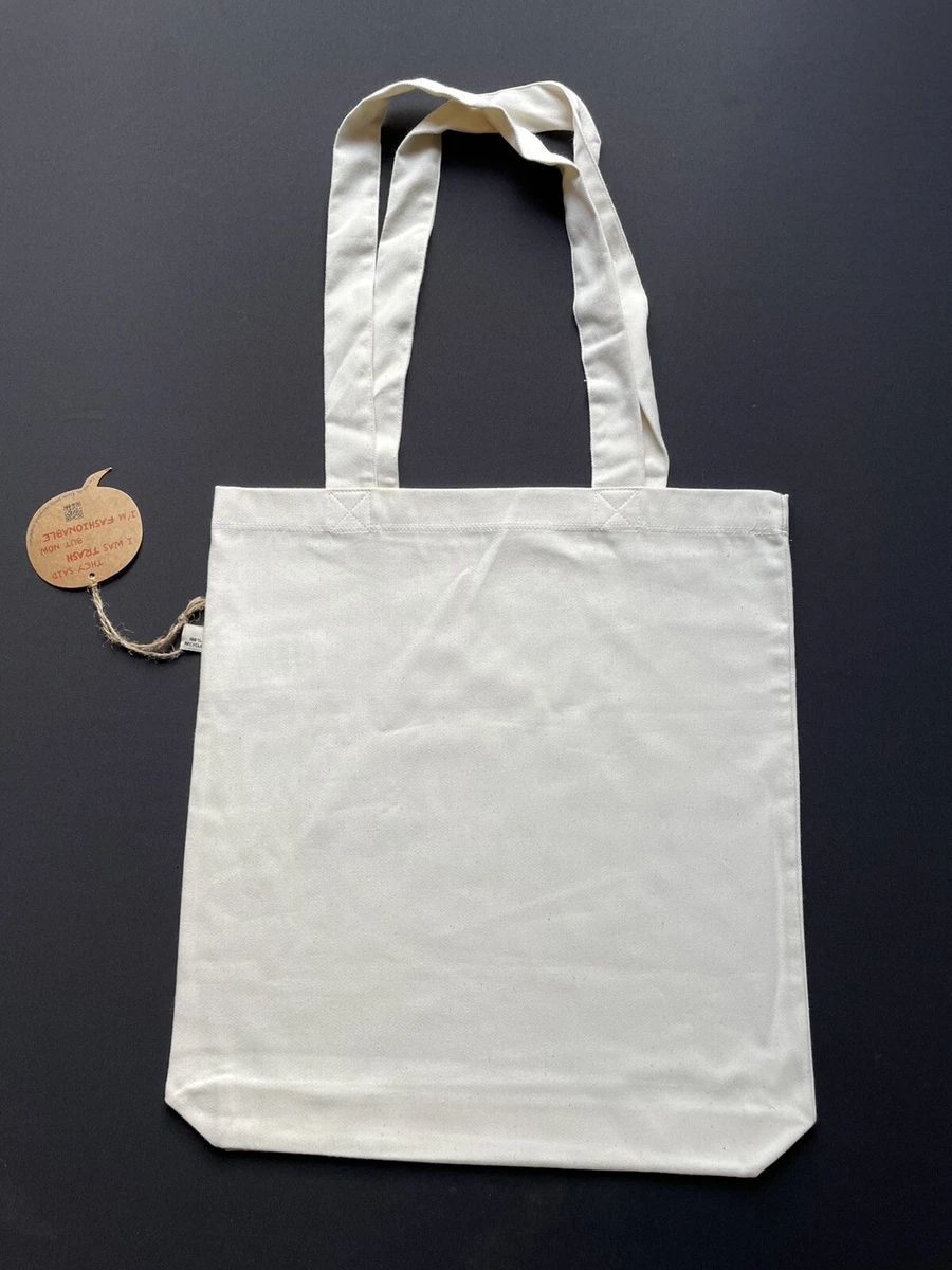100 Recycled Material Canvas Tote Shopper Bag BEIGE Unisex Waste Nothing