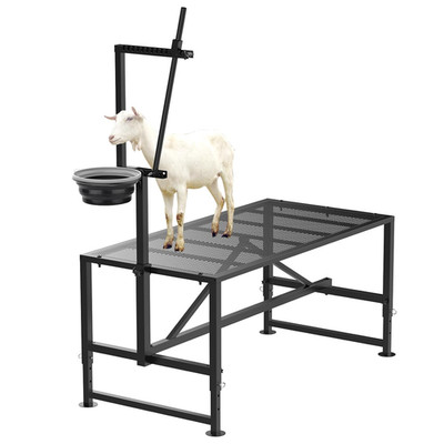 Goat Milking Stand with Feed Bin, Stand for Goat Milk and Shepp Trimming Hooves,