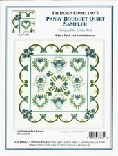 Pansy Bouquet Quilt Sampler Counted Cross Stitch Chart Pack & Embellishments