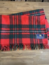 Highland Tweed Wool Red Green Cabin Plaid Tartan Fringe Throw Blanket Matthewman