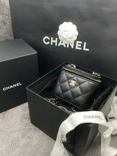 Chanel Vanity Case Caviar Leather Quilted Chain Crossbody Black [Duties Paid]