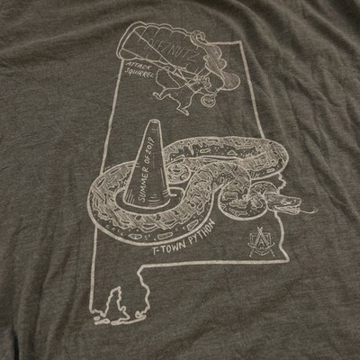 T-Town Python summer 2019 Attack squirrel  T-Shirt Green Rare Tuscaloosa HTF 