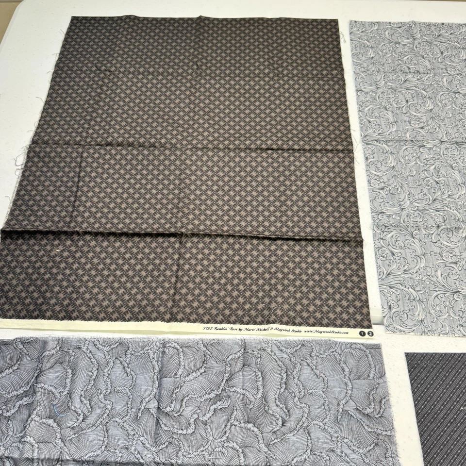 Maywood Acolchado Tela Algodón Negro Hojas Florales 4 Piezas Cuartos Grasos Foto 4 de 4