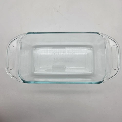 Vintage Pyrex Loaf Pan Baking Dish #2213 Clear Glass Corning With Handle USA