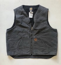 Carhartt Men  s Black Sandstone Sherpa Lined Vest 2XL Tall
