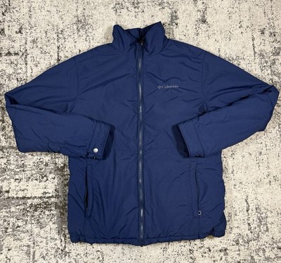 Columbia Jacket Mens Medium Blue Fleece Lined Full Zip Outdoor Windbreaker Coat