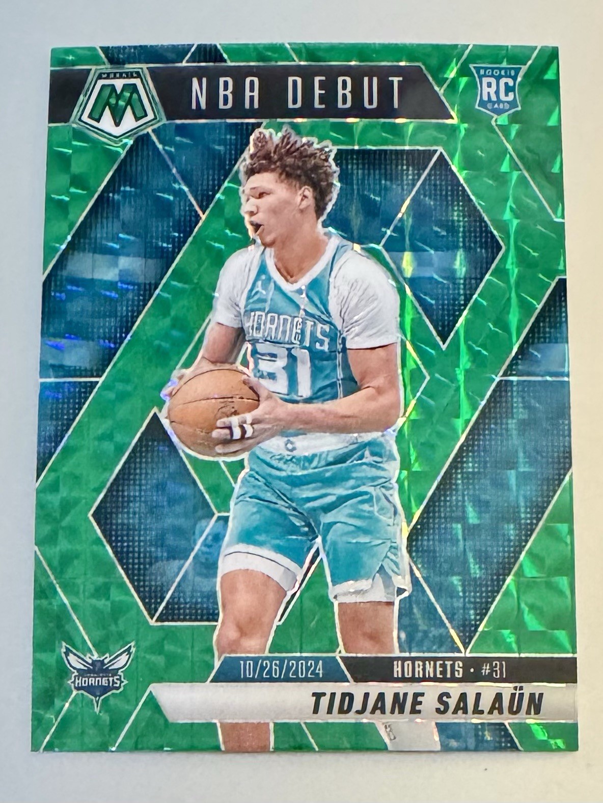 2024-25 Panini Mosaic GREEN PRIZM Tidjane Salaun Rookie Card (RC) #268 NBA Debut